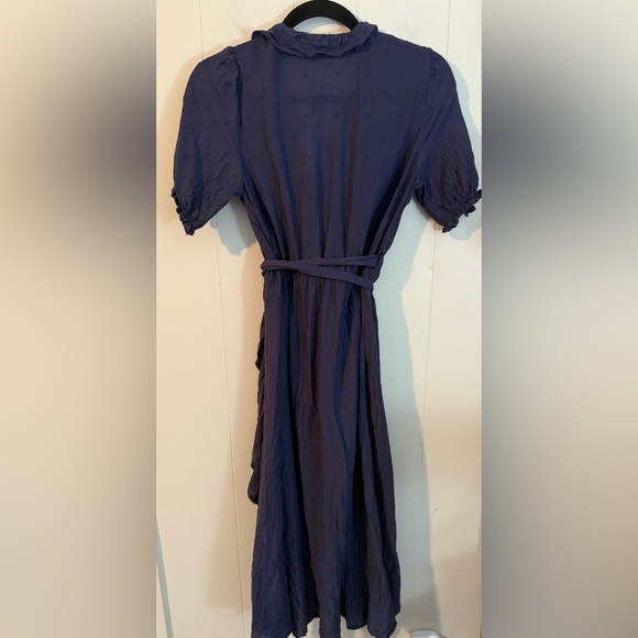 Old Navy Women’s Embroidered Floral Print Navy Blue Ruffle Hi-Low Wrap Dress XS - Picture 6 of 9